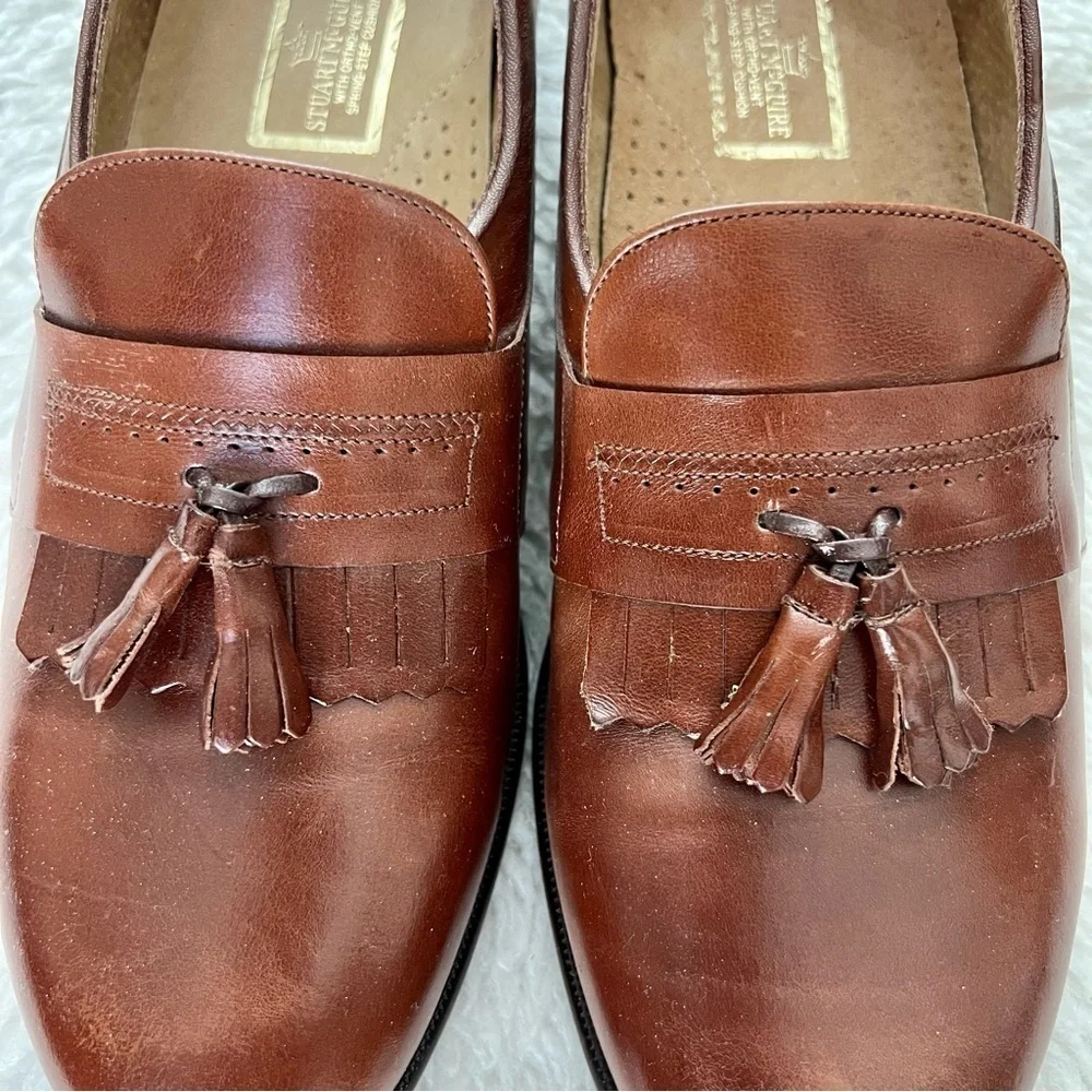 Stuart McGuire Vintage Brown Leather Men’s Slide On Shoes Size 11 D